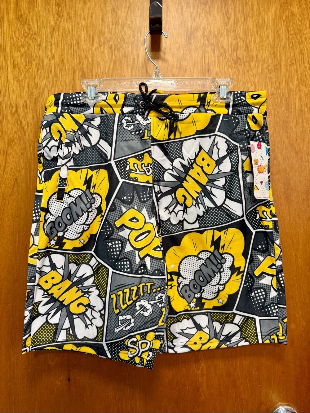 Men's Oh Snap Shorts in Yellow & Black Comic Print